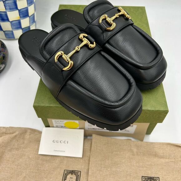 Women's Gucci , leather horse bit mules size 39.5 made in Italy - Picture 7 of 9